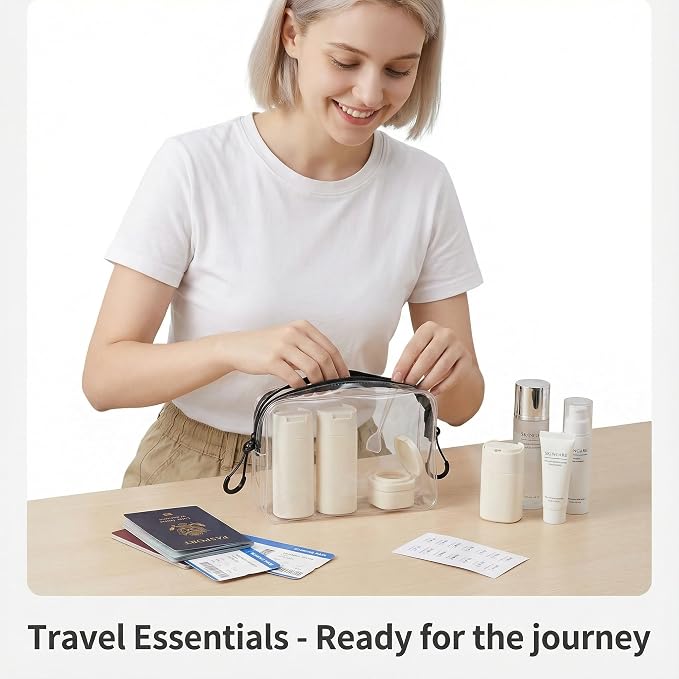 5pcs Travel Cream Dispenser Bottles Set Travel Bottles Toiletry Containers Set, TSA Approved, Travel Essentials - Image 2