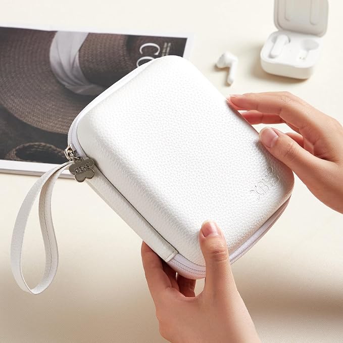 Portable Charger Case, Tech Pouch Travel Organizer, L, White | Hard Shell Electronic Storage for MacBook Power Adapter, Magic Mouse, Charging Cords, Power Bank Laptop Accessories - Image 6