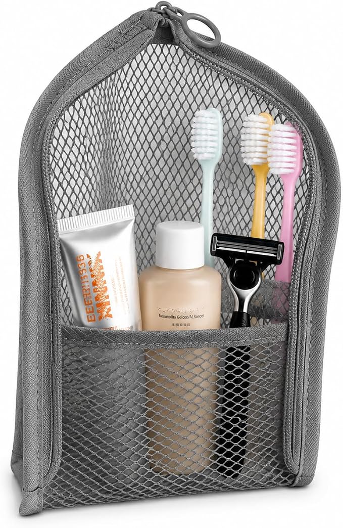 Standing Toiletry Bag for Travel & Gym – Lightweight Waterproof Travel Makeup Bag Organizer, Self-Standing Portable Toiletry Pouch for Weekend Trips Business Daily Use,Grey - Image 4