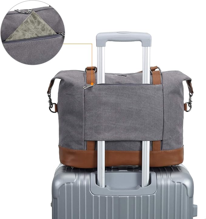 Bluboon Travel Tote Bags with Zipper Ladies Canvas Bag Weekender Overnight Bag for Women Carry on Duffel Bag Trolley Sleeve - Image 9