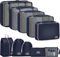 Packing Cubes for Travel- 8 Set Luggage Organizer Bags for Family, Mesh Breathable Travel Packing Cubes for Suitcases Durable Travel Essentials Bags Set (Navy Blue, 10 Set) by YEEYAA