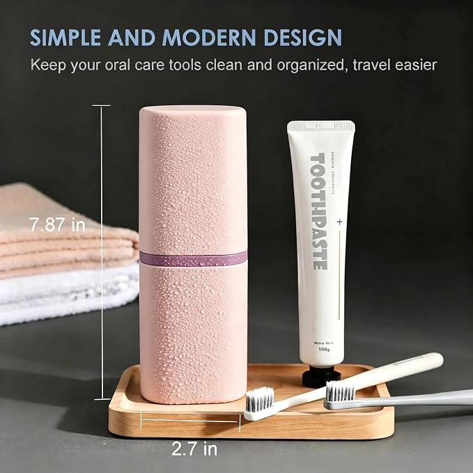 Travel Toothbrush Case - 2 in 1 Portable Travel Toothbrush Holder with Mouthwash Cup, Dustproof Toothbrush and Toothpaste Case for Traveling Camping Business Trip Dorm Bathroom - Image 4