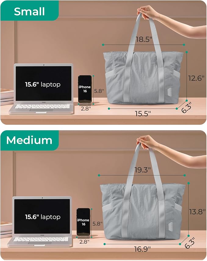 BAGSMART Tote Bag for Women, Tote Bag with Zipper Work Tote with Compartments Nurse Shoulder Hanbag for Travel, Gym - Image 3