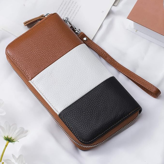 Moflycom Womens Wallet RFID Blocking Genuine Leather Multi Credit Card Large Capacity Zip Around Clutch Travel Purse Wristlet - Image 4