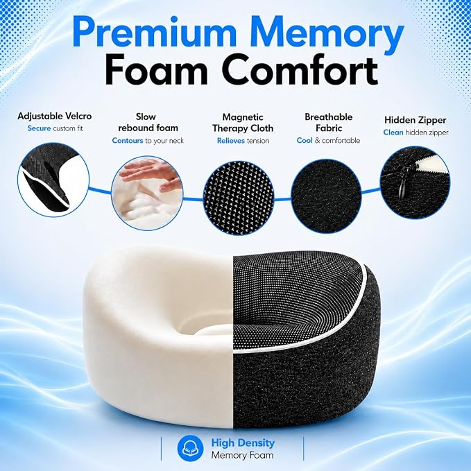 Travel Pillows for Airplanes - Memory Foam Neck Pillow for Sleeping and Travel - 360° Support Airplane Pillow Set with Eye Mask, Earplugs & Luggage Scale, Portable Travel Essentials - Dark Grey. - Image 4