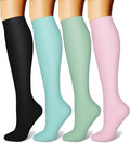 CHARMKING Compression Socks for Women & Men, 4 Pairs, Travel Nurse Athlete | Graduated 10-15mmHg compression, soft stretch fabric, boost blood circulation, relieve leg swelling, ideal for travel, nurses by CHARMKING