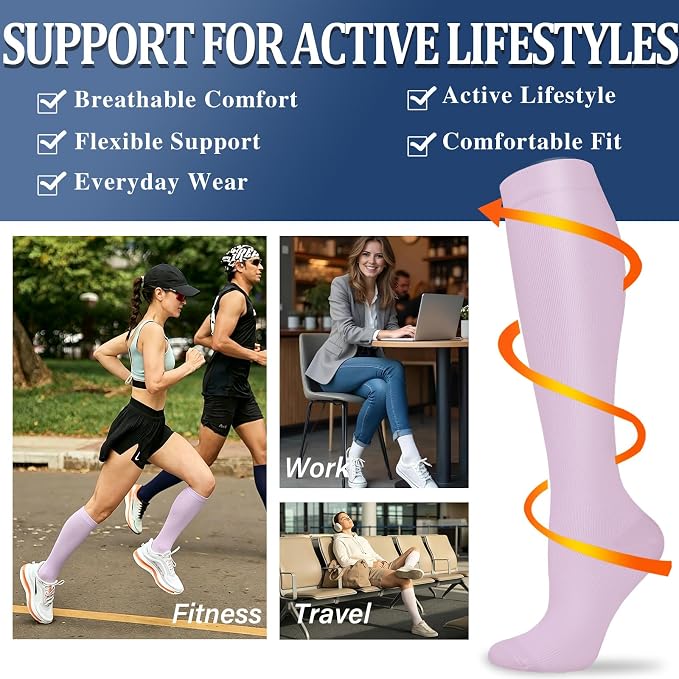 Sooverki Compression Socks for Women and Men Circulation (3/4 Pairs) is Best Support for Running Athletic Cycling Hiking - Image 3