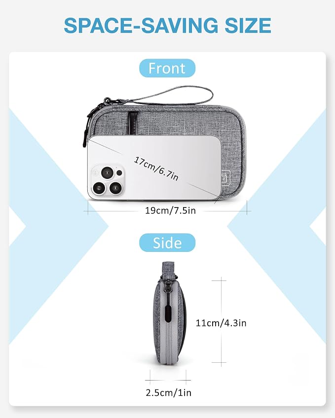BAGSMART Cord Organizer Travel Cable Organizer Bag Tech Electronic Organizer Travel Case, Travel Essentials for Charger, Cable, Phone, Flash drive, Single Layer - Grey - Image 2