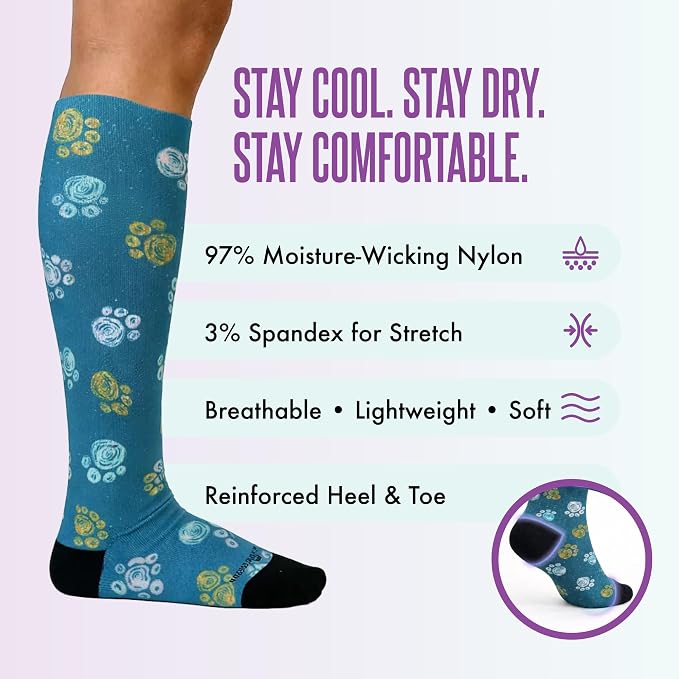 Crazy Compression Socks, Comfortable Support Socks for Recovery, Travel, Hiking, and Long-Hour Comfort w/Fun Designs - Image 5