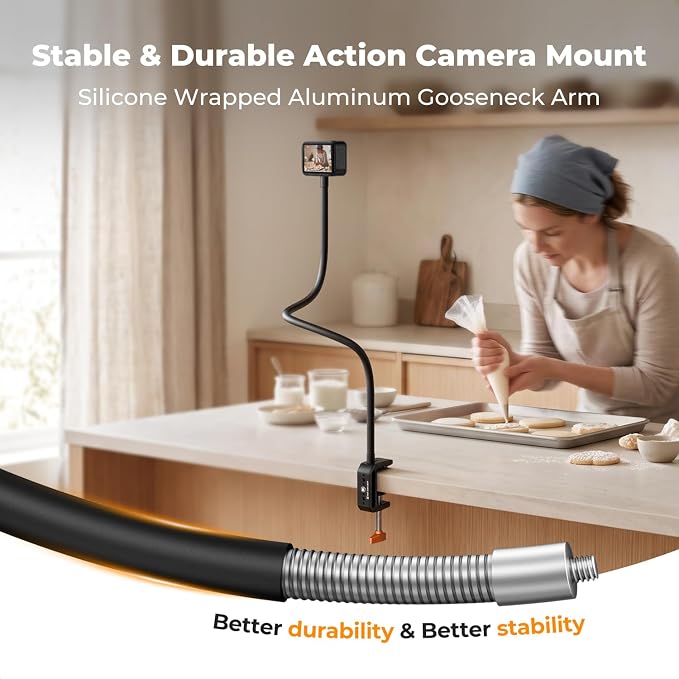 K&F CONCEPT Desk Webcam Camera Mount 27.5" Gooseneck Arm with 1/4" Screw | Overhead Camera Clamp Mount Adjustable Aluminum Arm for Remote Workers Content Creators Streamer Home Office Users, MS-57 - Image 5