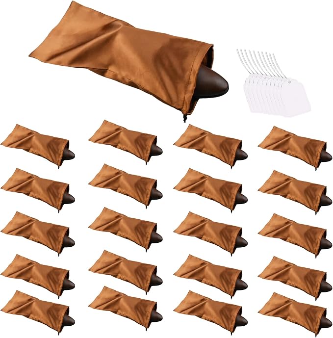 GONGKANGYUAN 20 Pack Satin Shoe Bags for Travel, Drawstring Shoe Storage Bags for Men and Women, Dustproof Moisture-Proof Shoe Pouches for Packing & Organizing Shoes by GONGKANGYUAN