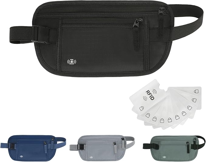 Money Belt for Travel, RFID Blocking, Hidden Money Belt, Passport Holder for Travel (Black) by Unknown