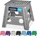 Handy Laundry Folding Step Stool 13 Inch, Grey, Non-Slip Holds 300 lbs | 13 Inch, Grey, Foldable Collapsible Step Stool, Non-Slip, Holds 300 lbs, Kitchen Bathroom Bedroom, Adults by Handy+Laundry