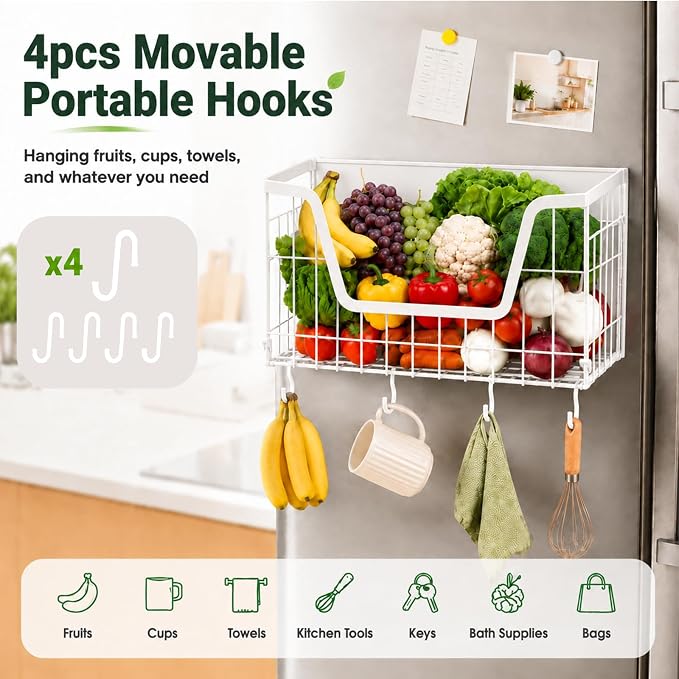 UFORU Magnetic Shelf for Fridge, Strong Magnet Storage Rack for Kitchen | 2 Pack Set, Holds Up to 30 lbs, Spacious Hollow Basket Design, Upgraded Material, Durable Construction, Space-Saving Storage - Image 5