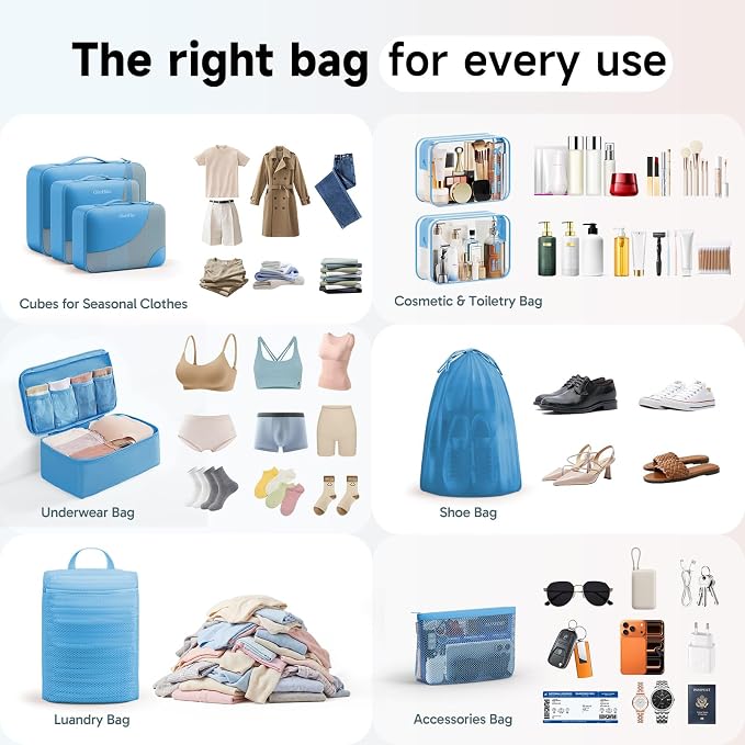 OlarHike 9 Set Packing Cubes for Travel,Gifts for Women Mom,Anti-Tearing Suitcase Organizer,with Over 1000 pcs Mesh Holes,Vacation Essentials & Accessories for Cruise Ship - Image 8