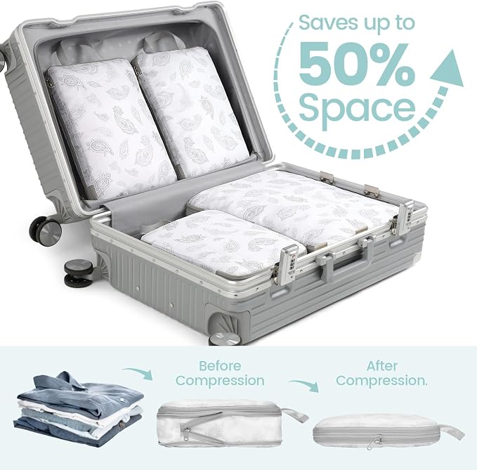 Cambond Compression Packing Cubes for Travel - Luggage Suitcase Organizer | Compression Zip Design for Space-saving, Expandable, Lightweight, Keep Clothes Sorted, Luggage Space Tidy, Carry on Pack Fast - Image 3