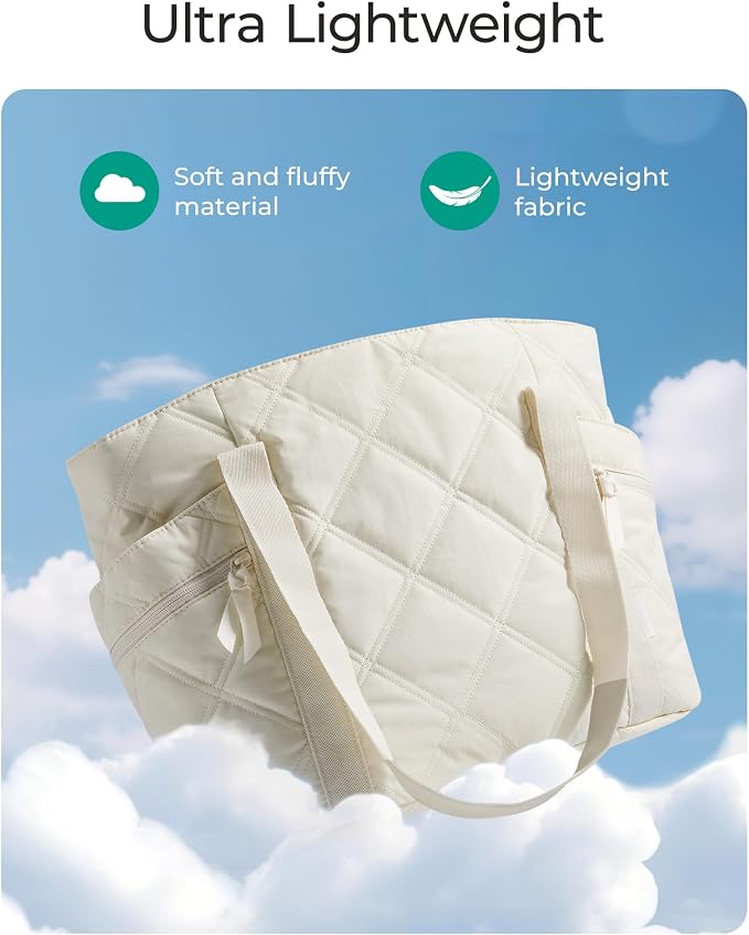BAGSMART Crush Tote Bag for Women, 20L Puffer Work Tote with Zipper | Quilted Nurse Hospital Bag For Travel College Gym - Image 6
