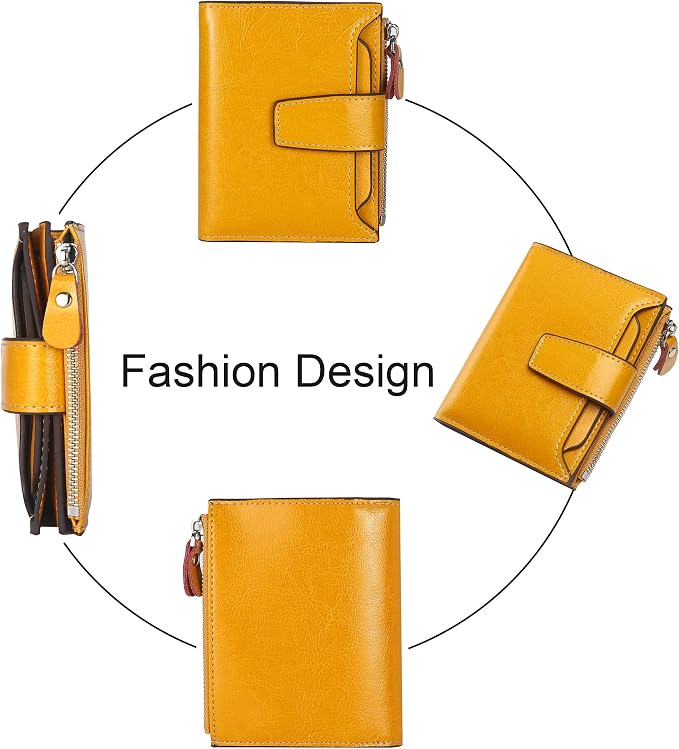 Small Compact Women Wallet RFID Blocking Genuine Leather Bifold Purse with ID Windows - Image 3