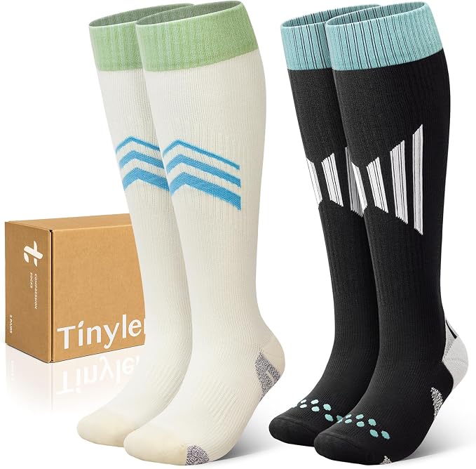 TINYLEMON Wide Calf Compression Socks for Women & Men 15-20 mmHg Cushioned Sole Knee High Support Socks for Long Hours & Daily Wear by Tinylemon