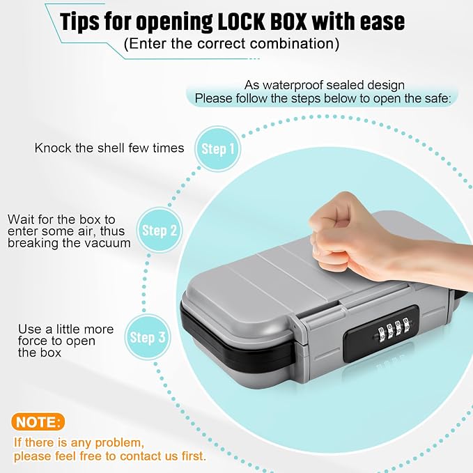 BKNOOU Portable Travel Safe with Removable Chain, Anti-Theft Beach Safe Box, Waterproof Combination Lock Box for Travel, Dorm, Beach, Hotel, Car, Home, Office - Image 9