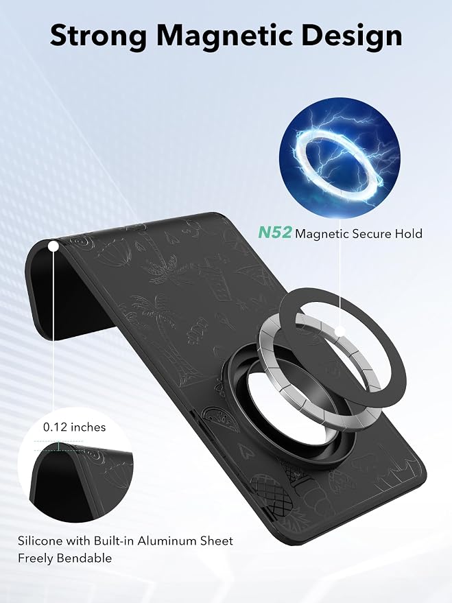 Magnetic Airplane Phone Holder, Foldable Flexible Phone Stand | Travel Essentials Phone Mount for MagSafe, Universal Hands-Free Airplane Gadgets for Flying, Plane, Office, Home, Kitchen - Image 5