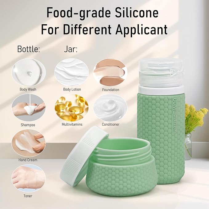 Travel Bottles for Toiletries, TSA Approved 2oz Leak Proof Travel Size Liquid Containers, BPA Free Refillable Silicone Squeeze Bottles for Shampoo Lotion and Conditioner (4 Pack) - Image 2