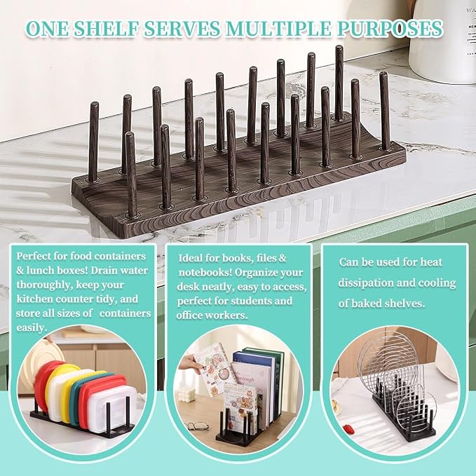 Berglander Dish Rack 14", Adjustable Vertical Plate & Lid Organizer for Kitchen Cabinet or Countertop, Drying Stand for Dishes, Cutting Boards, Pot Lids, Food Container Lids, Cups, Bakeware & Books - Image 7
