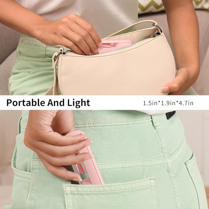 Lerat Portable Handheld Fan, 2 IN 1 Mini Hand Fan, Battery Operated [8-15 Working Hours], USB Rechargeable Personal Foldable Fan for Indoor, Small Pocket Fans Travel Essentials for Outdoor (Pink) - Image 7