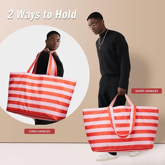 KALIDI 60L Extra Large Beach Tote Oversized Bag Zipper Utility Weekender | Anti Splash Huge Foldable Lightweight Duffle Carrier for Vacation Travel Shopping Reusable Grocery Organize - Image 7