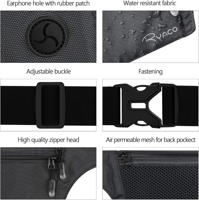 Ryaco Money Belt, Slim Passport Holder RFID Blocking Hidden Wallet Travel Essentials Pouch for Women Men With Adjustable Strap Waist Bag to Protect Cash, Credit Cards and Documents - Image 2