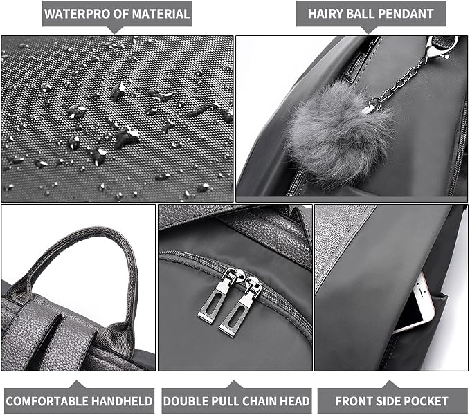 PINCNEL Women Backpack Purse Waterproof Nylon Anti-theft Rucksack Lightweight Shoulder Bag - Image 3