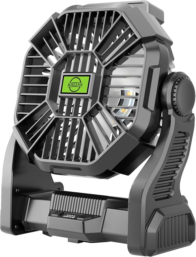 Rechargeable Portable Camping Fan for Tent with LED Light, 20000mAh USB Personal Battery Powered Fan Outdoor Camping Essentials Battery Operated Portable for Travel Beach Essentials X23 Black - Image 8