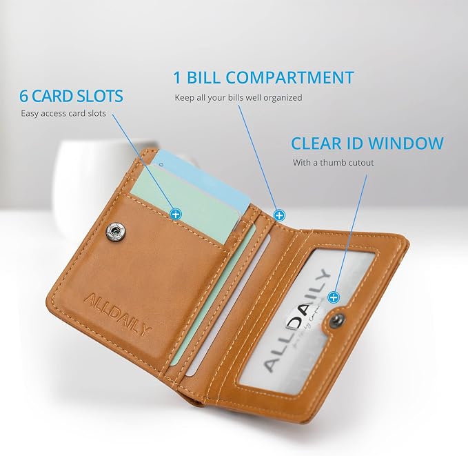 Alldaily Small RFID Wallet for Women Slim Compact Bifold Pocket Ladies Travel Mini Purse (Brown) - Image 4