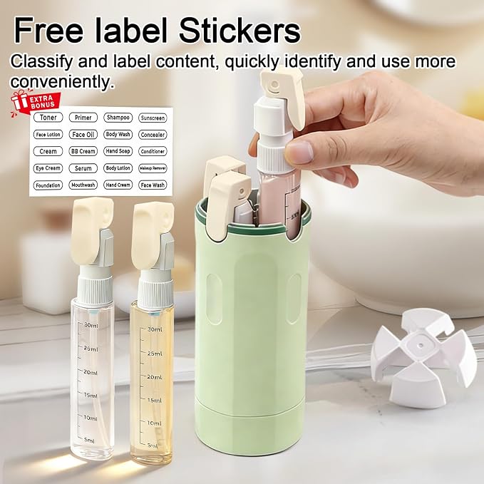 4 in 1 Travel Dispenser Bottles Refillable | Travel Shampoo and Conditioner Bottles，No Spill Space Saving Compact,for Vacation Business Trip - Image 3