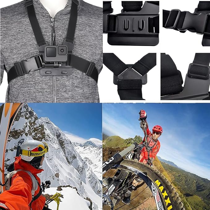 4 in 1 Camera Accessories Kit Head Strap, Chest Strap, Backpack Clip, Wrist Strap Mount Compatible with GoPro Hero 13 12 11 10 9 8 7 6 5 4, Session & Most Action Camera - Image 3