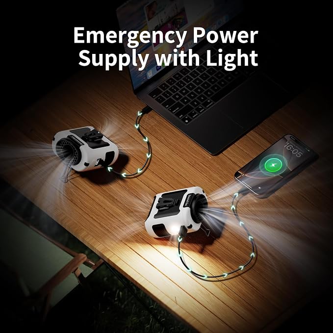 Socool 10000mAh Portable Waist Fan Clip on Wearable Belt Personal Fan Rechargeable Battery operated With 5 Speeds & Flashlight Neck Fan Hands-Free 40H Cooling For Outdoor Camping Travel (White) - Image 5
