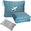 Travel Blanket Airplane Compact with Bag, Travel Essentials 3 in 1 Packable Airplane Blanket, Travel Pillow and Blanket Set, Inflatable Pillow, Luggage Sleeve & Backpack Clip (Slate Blue) by Nenolix