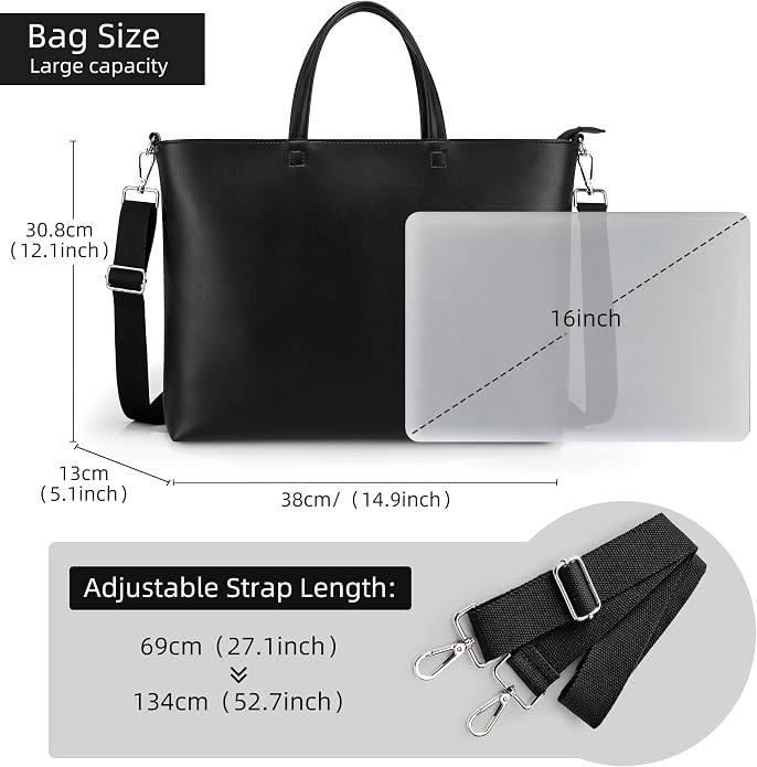 KALIDI Tote Bag Zipper Shoulder Bag Vegan Leather Purses Satchel for Women | Large Casual Handbag for Work Commuting Dating College Everyday - Image 5