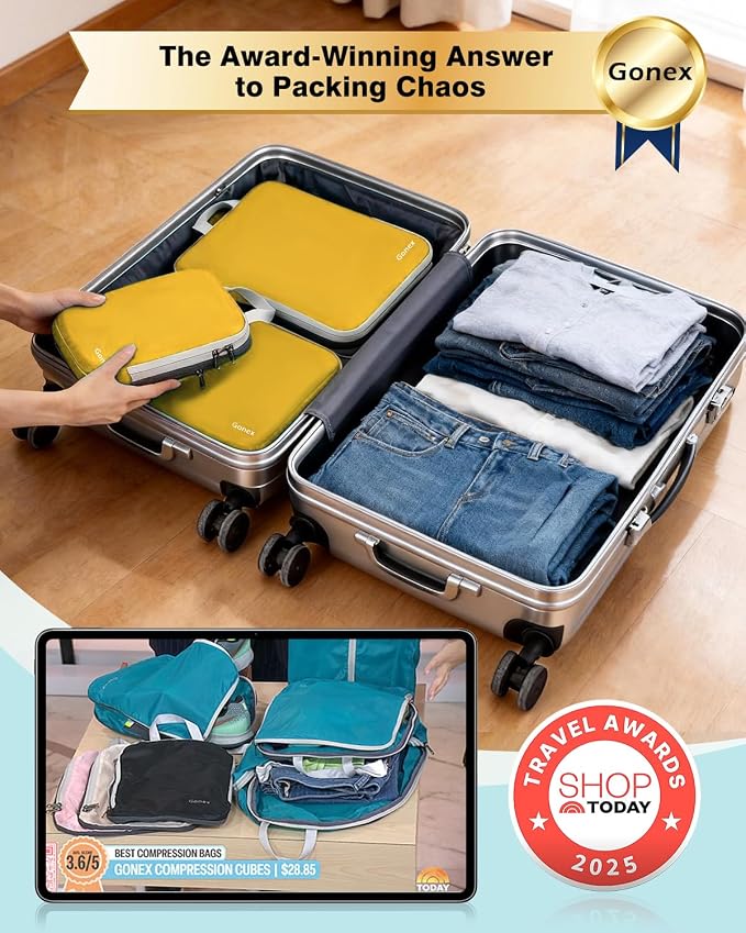 Gonex Compression Packing Cubes, 4-Piece Expandable Travel Organizers | Double-Zip Compression, Space-Saving Design, Ripstop Fabric, Carry-On & Backpack Friendly, Family & Business Travel - Image 2