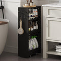 ChooChoo 4-Tier Slim Storage Cart, 7.87 inches Wide Narrow Storage Cabinet with 360° Wheels and 2 Hooks, Space-Saving Organizer for Kitchen, Narrow Places, Laundry Room, Black by ChooChoo