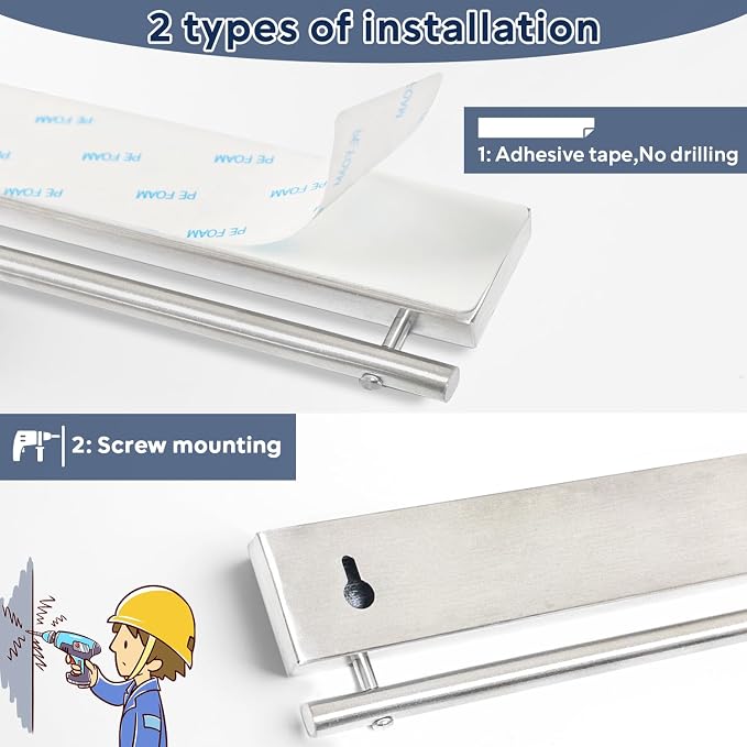 17 inch Magnetic Knife Holder with 10 Hooks, No Drilling Wall Mount, Powerful Magnet Rack - Image 5