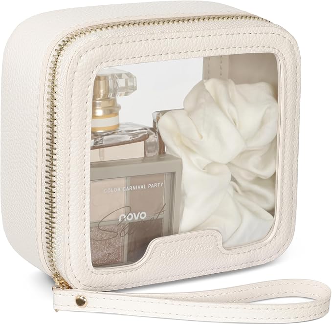 Clear Makeup Bag Foldable - TSA Approved Toiletry Bag for Travel | Metal Zipper, Reinforced Seam, Water Resistant, Medium for Carry-on, Large for Checked Luggage, for Car Storage Organizer by Packism
