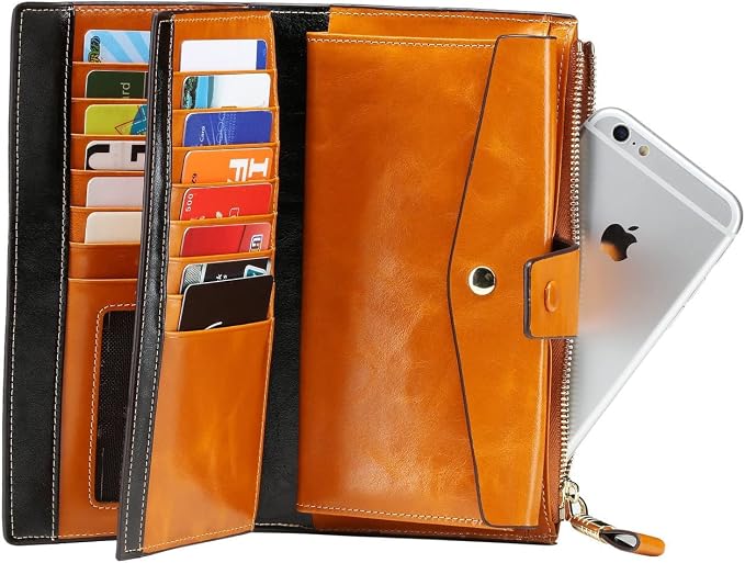 Itslife Womens Wallet Leather RFID Blocking Large Capacity Luxury Wax Genuine Leather Clutch Wallet with Card Holder - Image 4