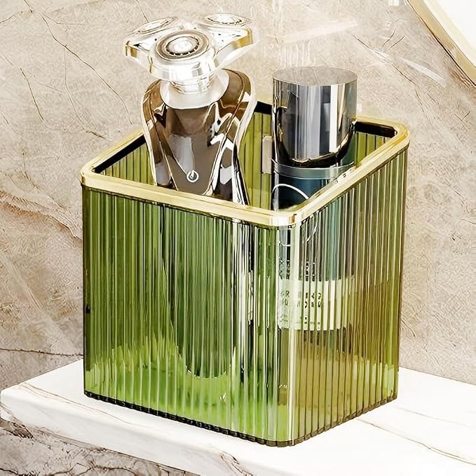 Drill-Free Stick-On Wall Shelves | Space-Saving Floating Organizer for Kitchen, Bathroom & Office | Plastic Storage Shelves for Makeup & Home Decor (Green_Gold) by Unknown