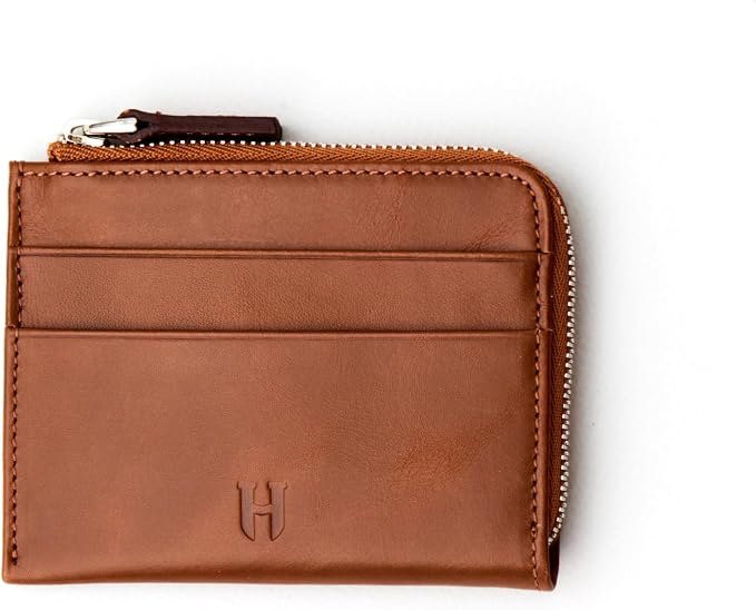 RFID Blocking Zipper Wallet, Slim Business Card Holder, Men & Women, Handcrafted Full-Grain Leather, Gift Box & Pouch, Christmas & Birthday, Tan - Image 7