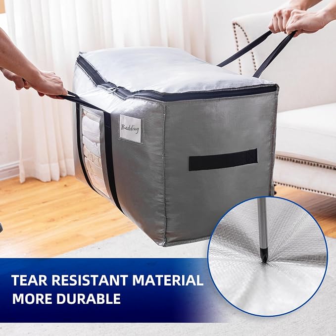 TAILI 6 Pack Silver Extra Large Moving Bags,Storage Bag with Visible Window | 93L Heavy Duty Totes For Storage,Wrap Around Handles,Alternative to Moving Boxes, College Dorm,Perfect for Moving - Image 9