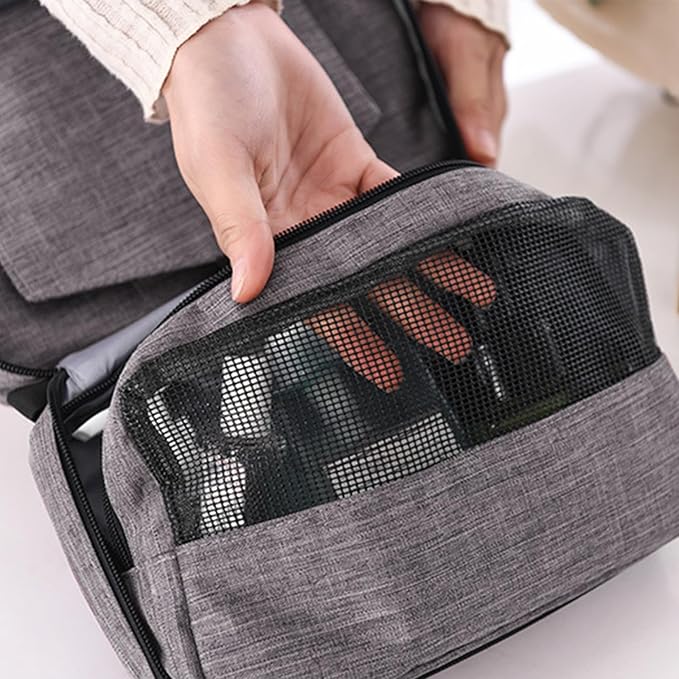 Travel toilet bag is used to store toiletries, Suitable for short-term travel use hanging toilet bag (Gray) - Image 4