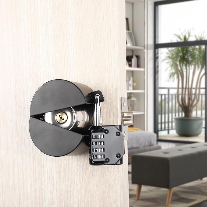 Door Knob Lock Out Device, Metallic Black，Without Drilling(Password Lock) Door Handle Lock,Cover to Disable The Doorknob/Faucet, Prevents Turning of Door Knob and Access to Keyhole，Childproof - Image 7