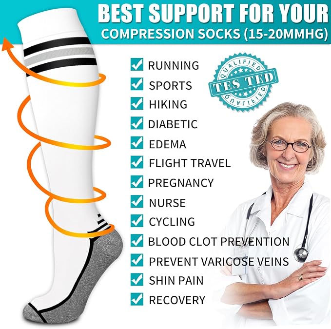 Copper Compression Socks for Women & Men (6 pairs) - Best Support for Nurses, Running, Hiking, Recovery - Image 5