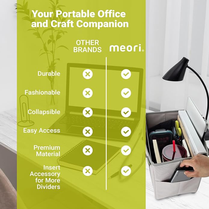 meori Office Tote Bag Carry Laptop Essentials Sturdy Bottom Stays Upright 3 Handy Pockets - Image 8